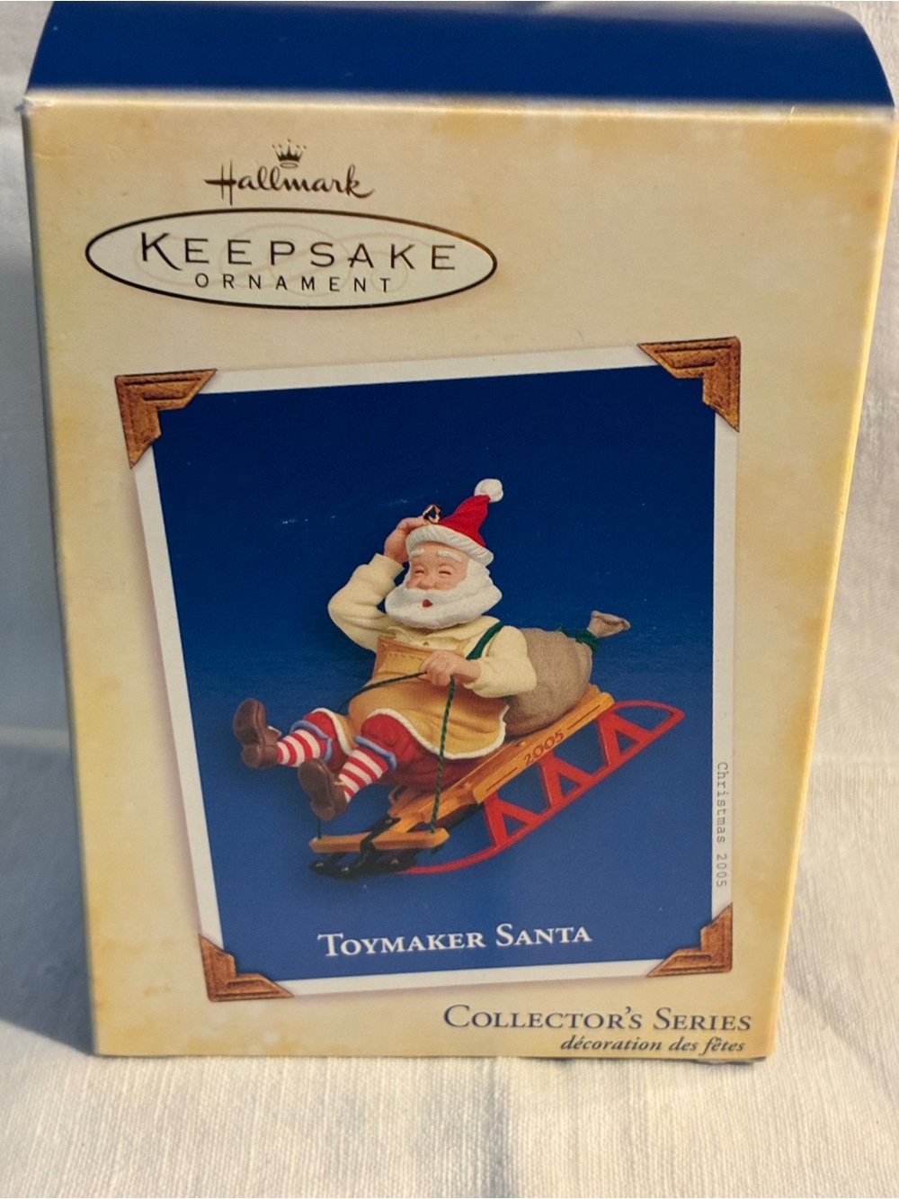 Hallmark Toymaker Santa Ornament sled 2005 Collectors Series Vintage